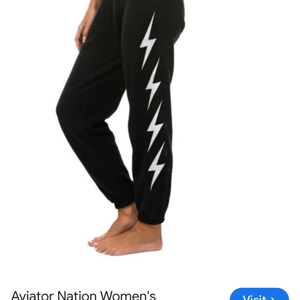 Aviator Nation Black Sweatpants with Lightning Bolt Accents - Picture 7 of 7